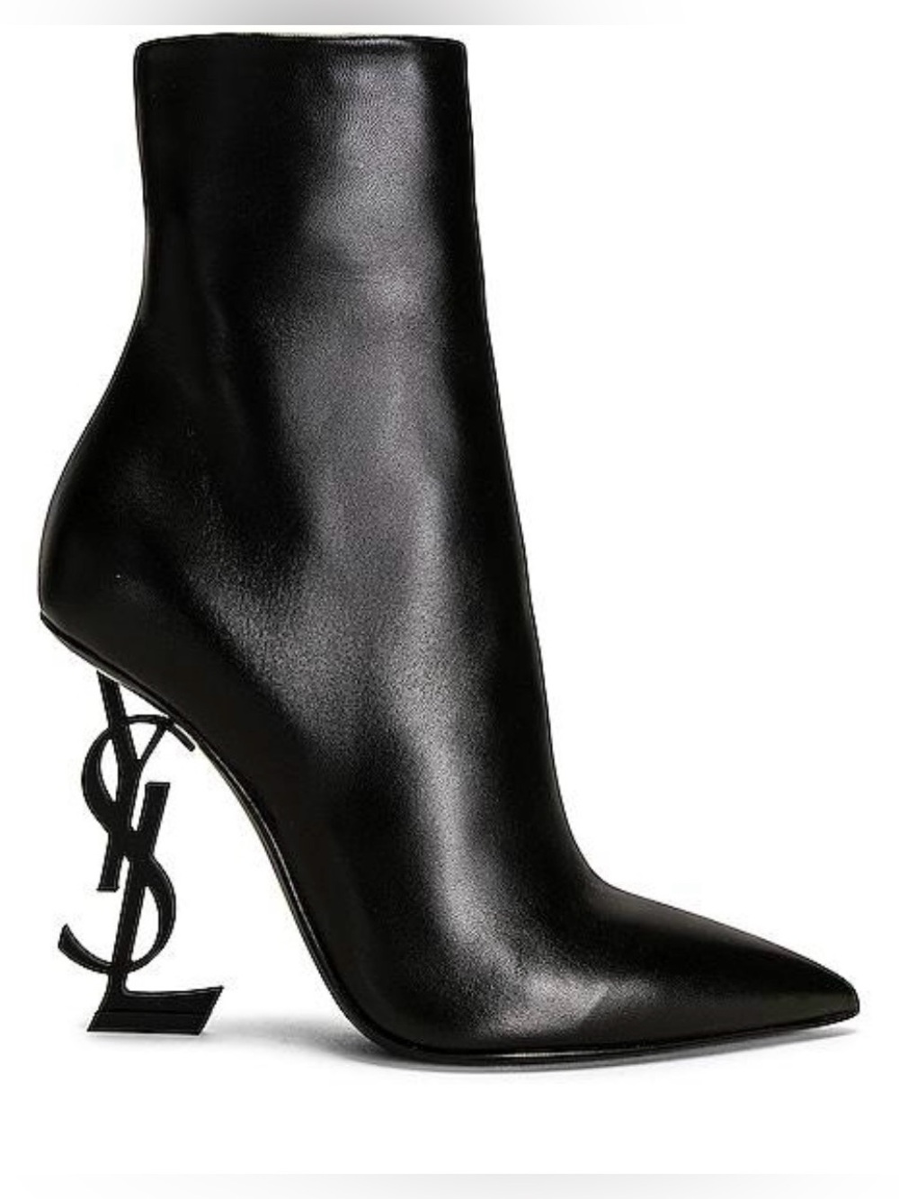 Saint Laurent Black Leather Logo-Heel boots. Size 36.5. NWT. B E A U T I F U L!